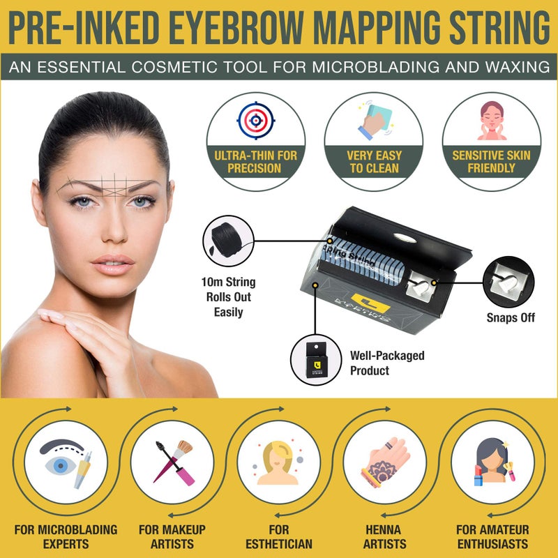 LIUDEX Pre-Inked Eyebrow Mapping String â€“ an Essential Cosmetic Tool for Microblading and Waxing; Effective and Easy-to-Use Black Ink Eyebrow Thread Brow Marker for Flawless Perfection - Image 2